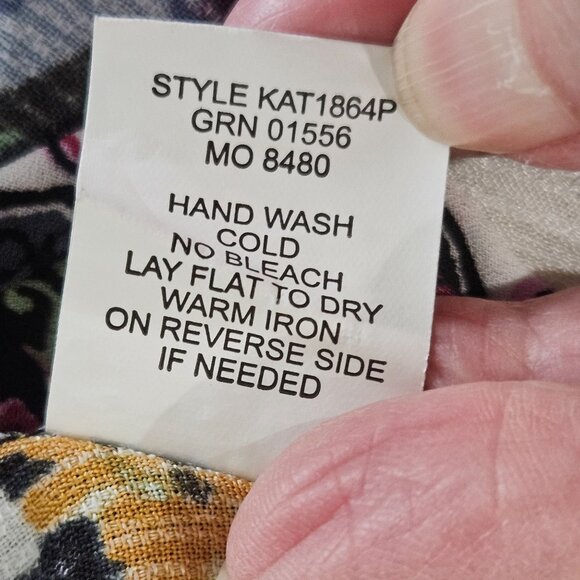 Figueroa & Flower Top Sz PM Floral & Checkered Multi Prints Boho Cottagecore - Picture 6 of 9